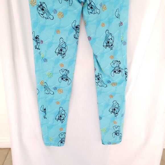 Disney Blue Lilo and Stitch Floral Pattern Pockets Cute Pants Legging Size XS - Picture 13 of 15